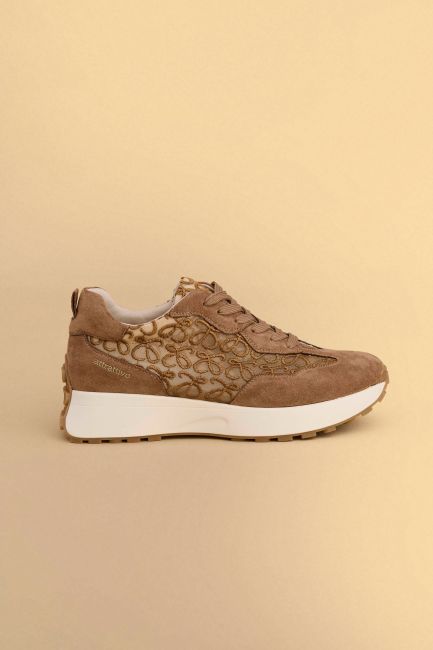 Embroidered suede sneakers - Brown