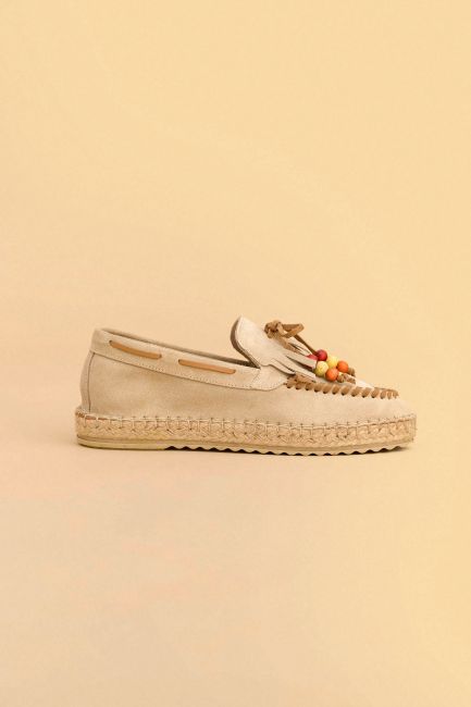 Beaded suede loafers - Beige