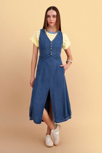 Denim midi dress - Blue