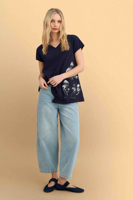 Asymmetrical printed blouse - Blue