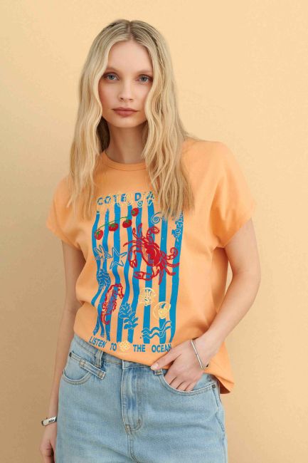 Printed t-shirt - Orange
