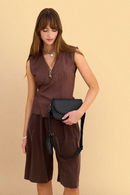 Crossbody bag with keychain pouch - Black
