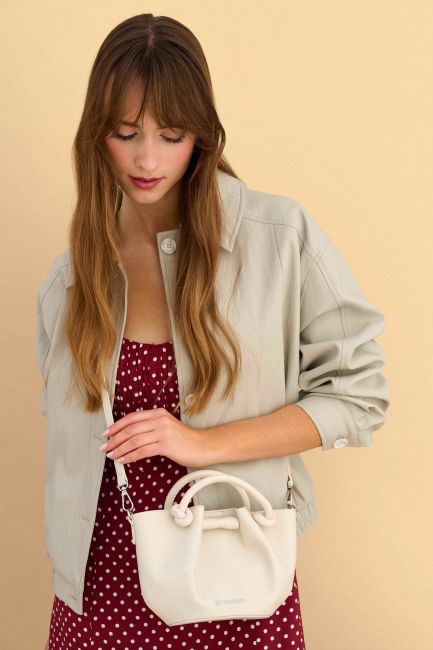 Leather look handbag - White