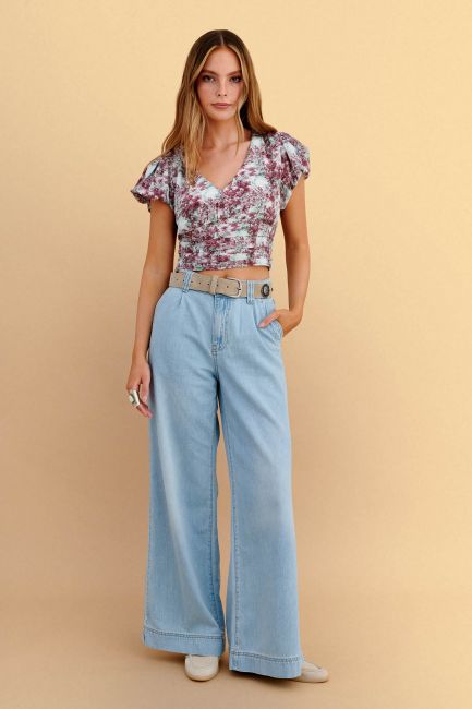 Floral v-neck top - Multicolor