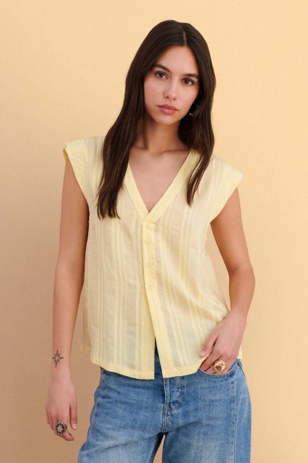 Sleeveless buttoned top - Yellow