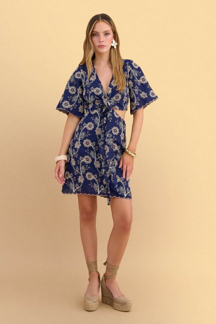 Mini guipure dress with cut-out - Multicolor