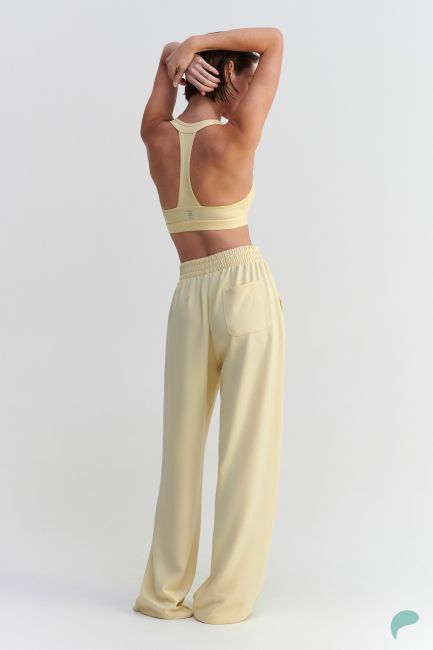a-feel Παντελόνι φόρμας wide leg με ελαστική μέση - Κίτρινο