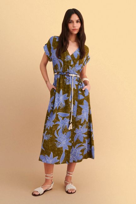 Floral wrap midi dress - Multicolor