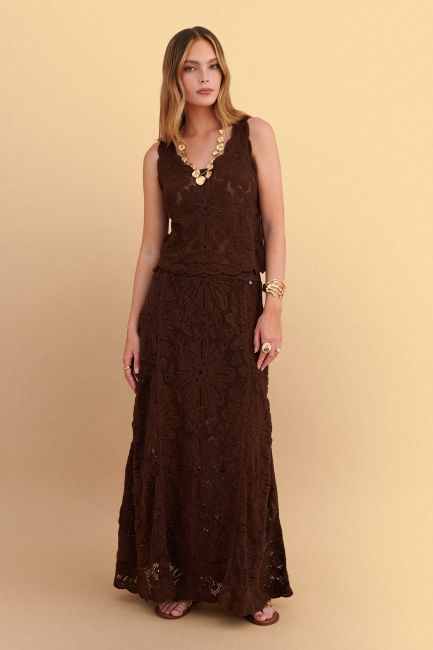 Lace maxi skirt - Brown