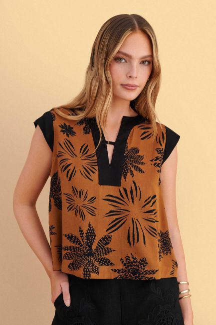Patterned tank top - Brown