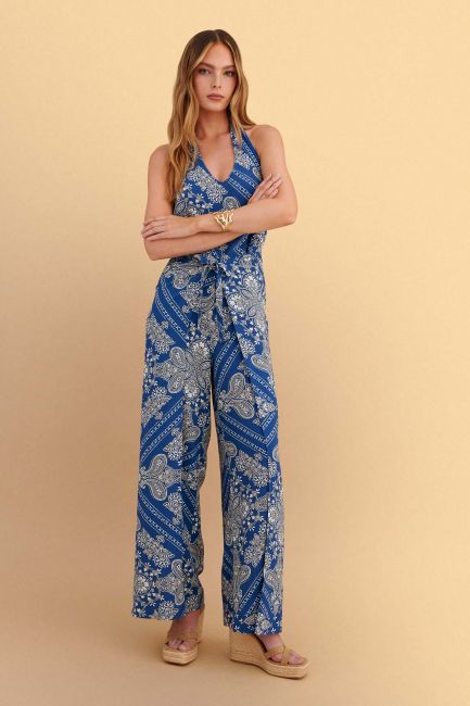 Ολόσωμη φόρμα με boho print - Μπλε