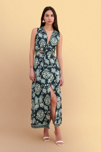 Printed cut-out maxi dress - Green