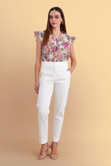 Pleated formal trousers  - White