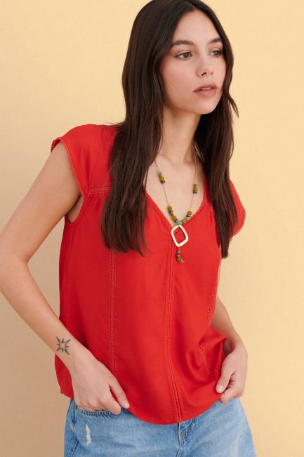 Sleeveless top monochrome - Red