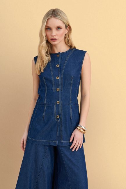 Vest with pockets - Blue