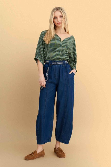 Barrel trousers with belt - Blue