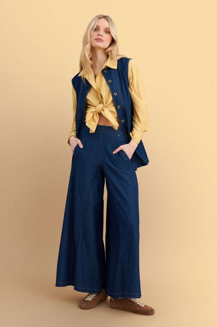 Denim-style trousers - Blue