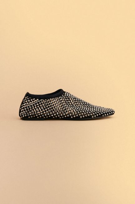 Ballerina flats with decorative stones - Black