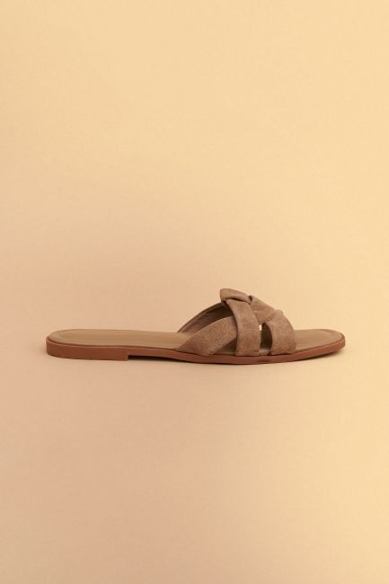 Flat suede sandals - Brown