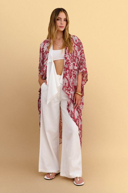 Long patterned kimono - Multicolor