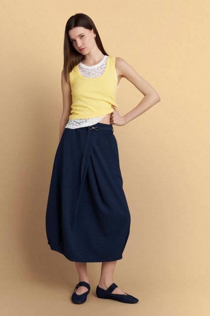 Midi skirt with belt - Blue
