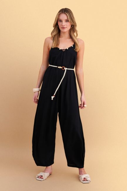 Jumpsuit with bead details - Black