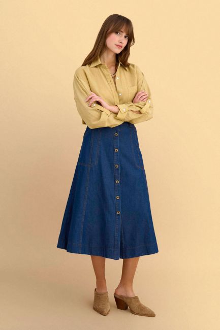 Denim midi skirt - Blue