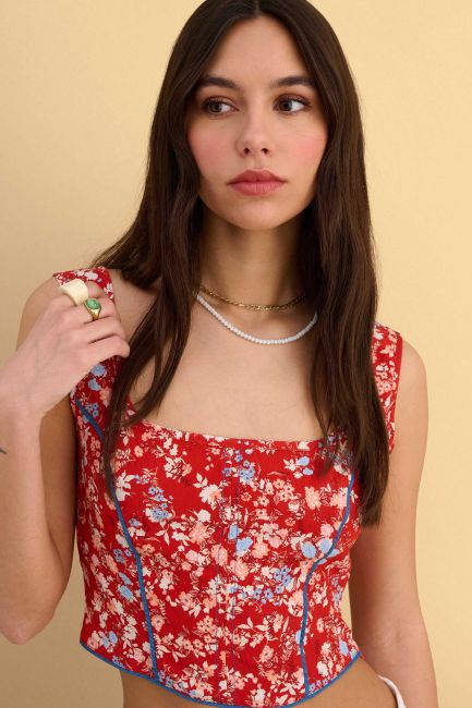 Floral crop top - Red