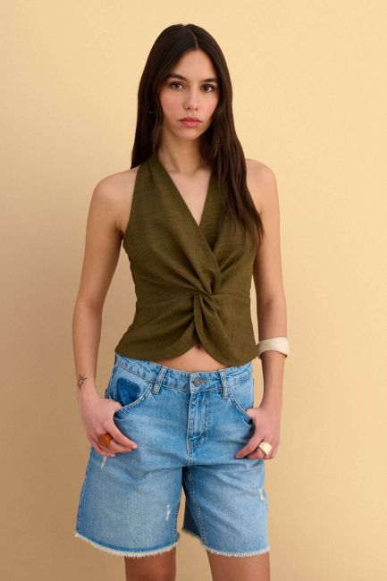 Halter top with print - Green