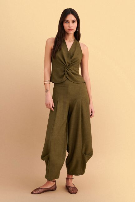 Wide-leg balloon pants - Green
