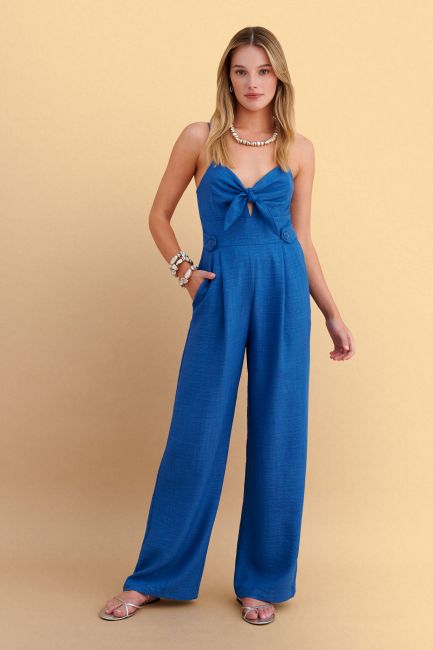 Jumpsuit with front tie - Blue