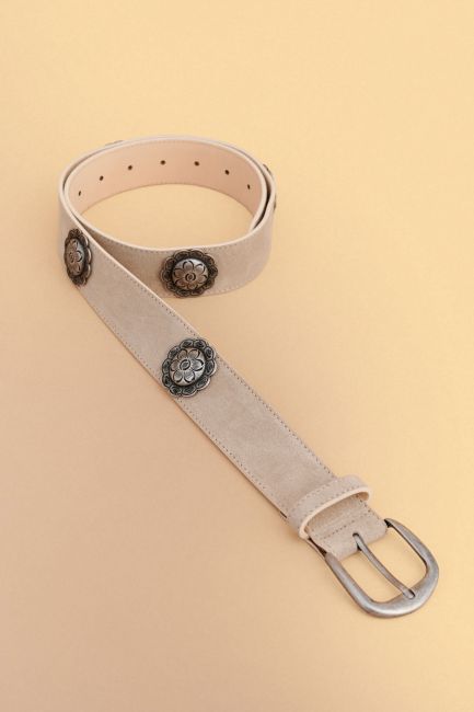 Belt with studs - Beige