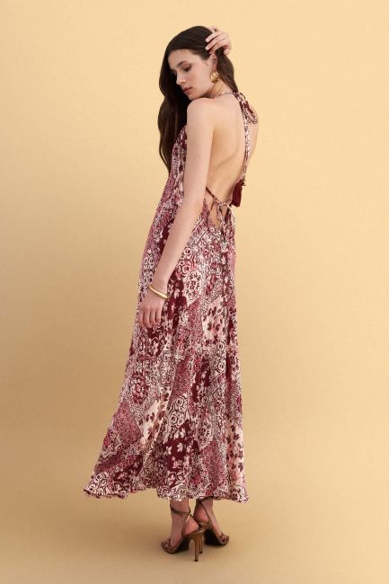 Printed maxi dress with open back - Multicolor