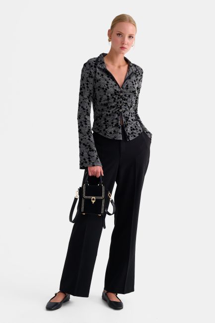 Formal straight-leg trousers - Black