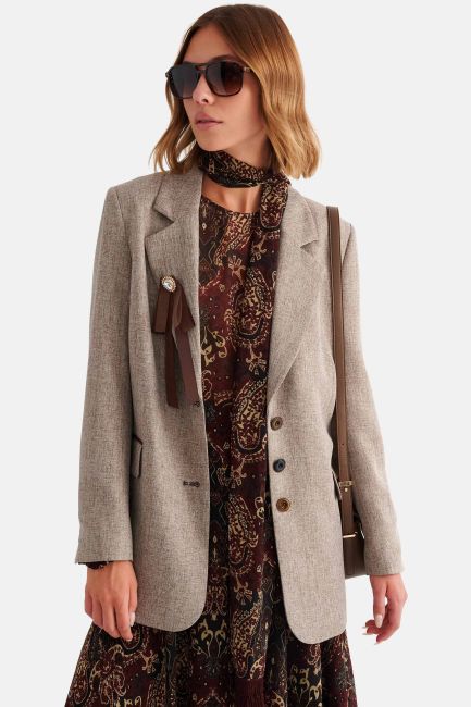 Straight-cut blazer - Brown