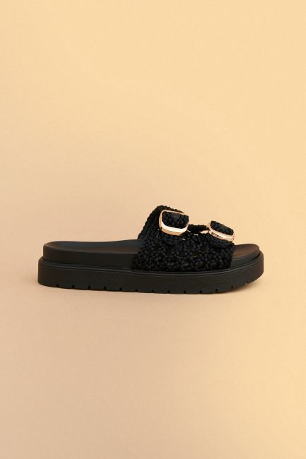 Sandal with gold details - Black