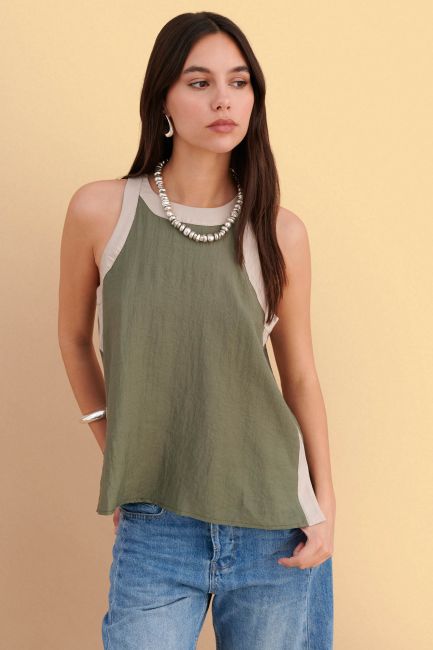 Two-tone sleeveless top - Green
