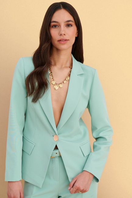 Single-breasted formal blazer  - Green