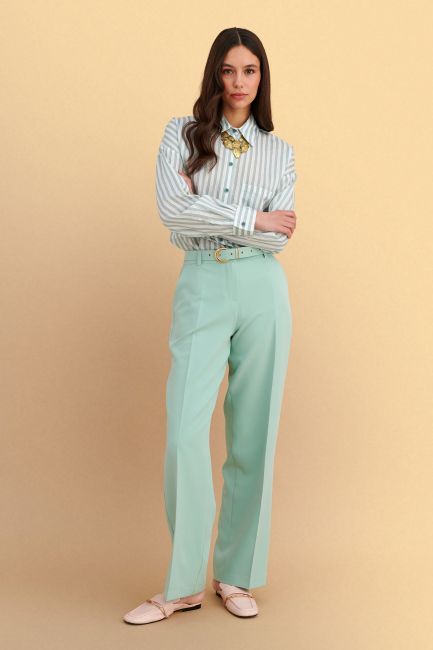 Straight pants with belt - Green