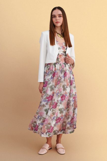 Long sleeve bolero - White