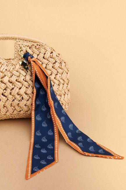 Fabric charm with metal details - Blue