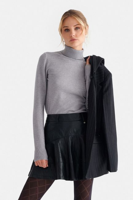 Knitted turtleneck blouse - Grey
