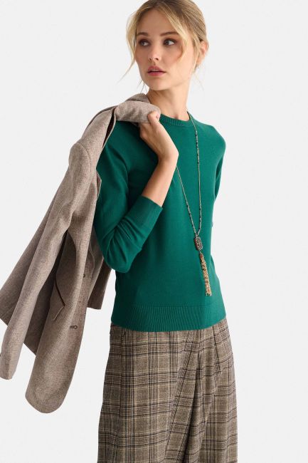 Round-neck knit top - Green