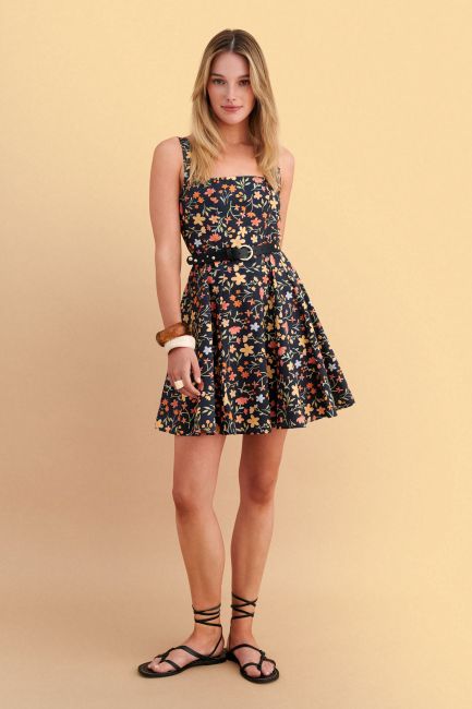 Floral flared mini dress - Multicolor