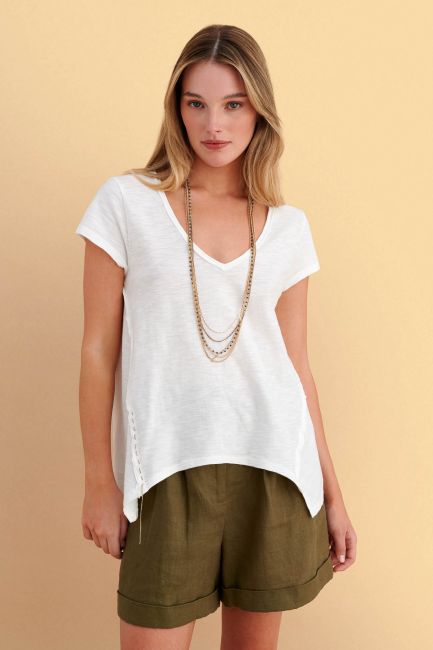 Asymmetric top with detail - White