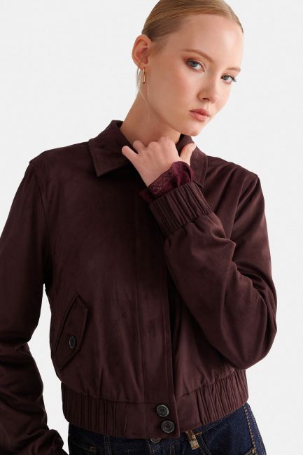 Cropped suede jacked - Purple