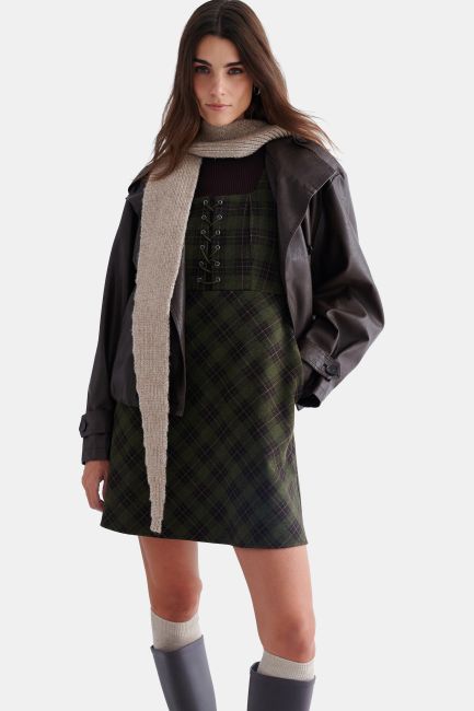 Plaid mini dress set - Green