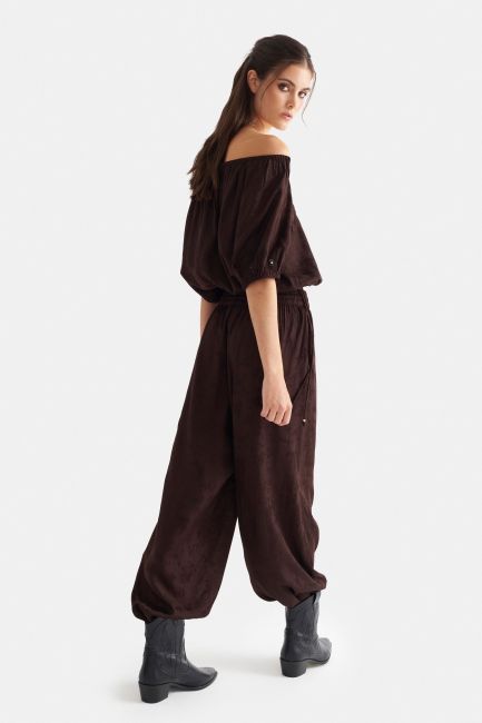Patterned balloon harem pants - Brown