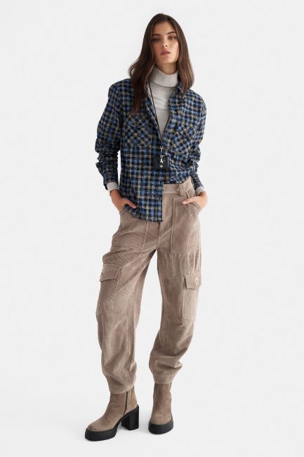 Plaid shirt with patterns - Blue