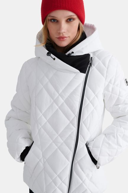 Short quilted jacket with hood - White